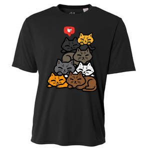 Cat Pile Heart Kawaii Kitten Anime Cooling Performance Crew T-Shirt