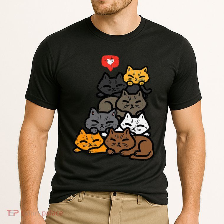 Cat Pile Heart Kawaii Kitten Anime Performance Shirt
