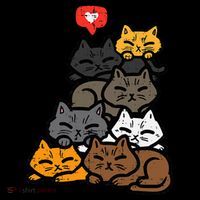 Cat Pile Heart Kawaii Kitten Anime Performance Shirt