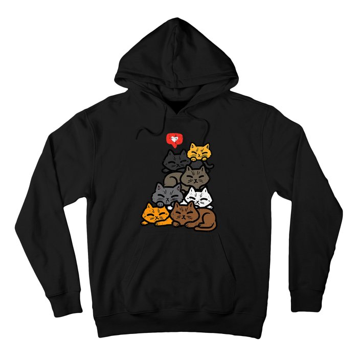 Cat Pile Heart Kawaii Kitten Anime Hoodie