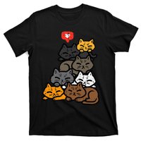 Cat Pile Heart Kawaii Kitten Anime T-Shirt