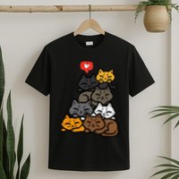 Cat Pile Heart Kawaii Kitten Anime T-Shirt