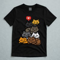 Cat Pile Heart Kawaii Kitten Anime T-Shirt