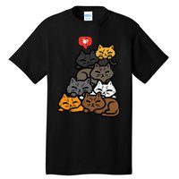 Cat Pile Heart Kawaii Kitten Anime Tall T-Shirt