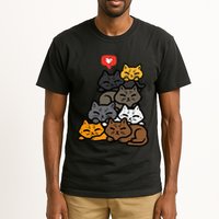 Cat Pile Heart Kawaii Kitten Anime Tall T-Shirt