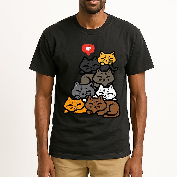 Cat Pile Heart Kawaii Kitten Anime Tall T-Shirt