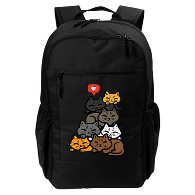 Cat Pile Heart Kawaii Kitten Anime Backpack