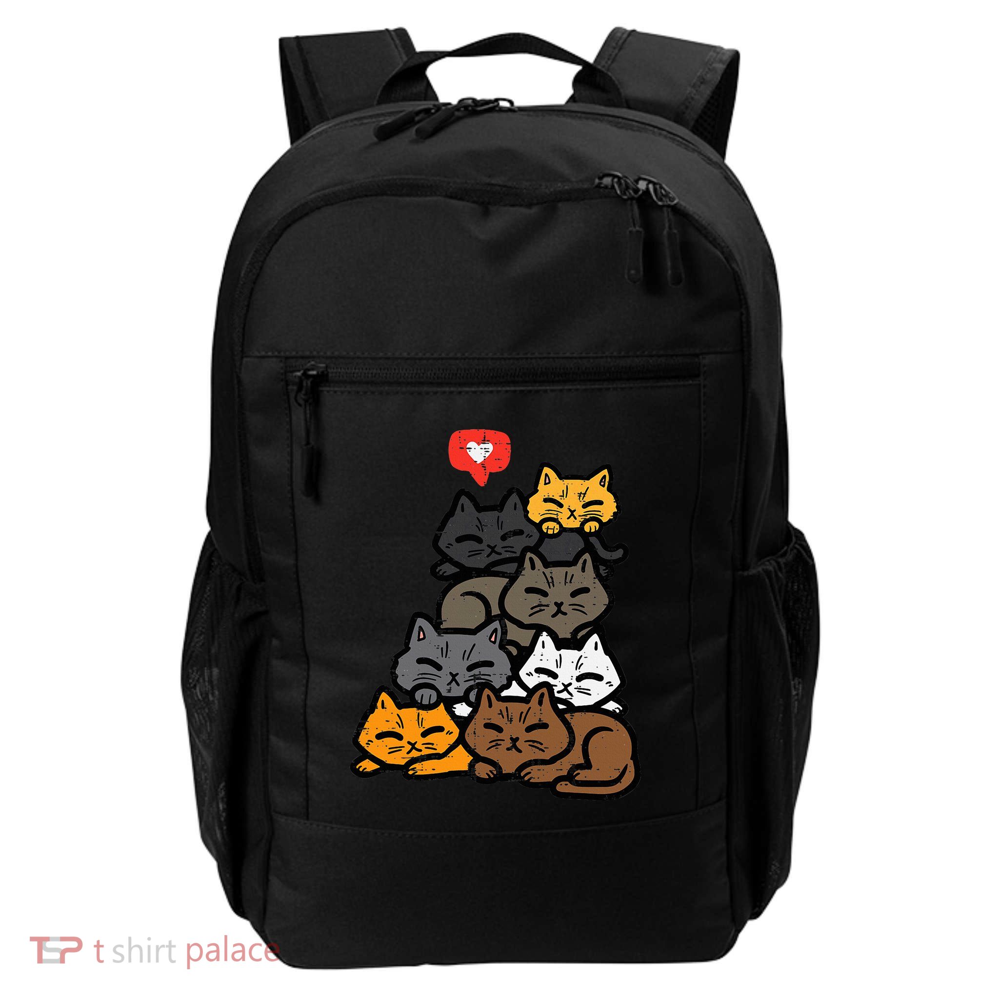 Cat Pile Heart Kawaii Kitten Anime Backpack