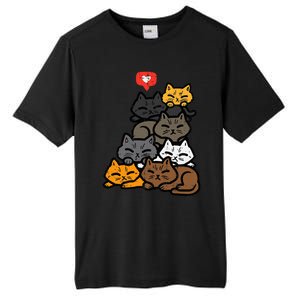 Cat Pile Heart Kawaii Kitten Anime Tall Fusion ChromaSoft Performance T-Shirt