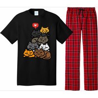 Cat Pile Heart Kawaii Kitten Anime Pajama Set