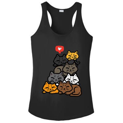 Cat Pile Heart Kawaii Kitten Anime Ladies PosiCharge Competitor Racerback Tank