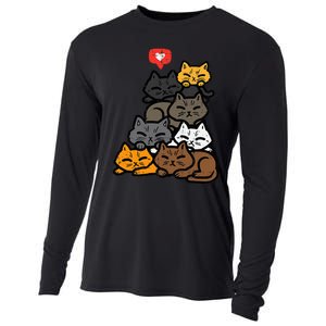 Cat Pile Heart Kawaii Kitten Anime Cooling Performance Long Sleeve Crew