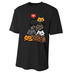 Cat Pile Heart Kawaii Kitten Anime Performance Sprint T-Shirt