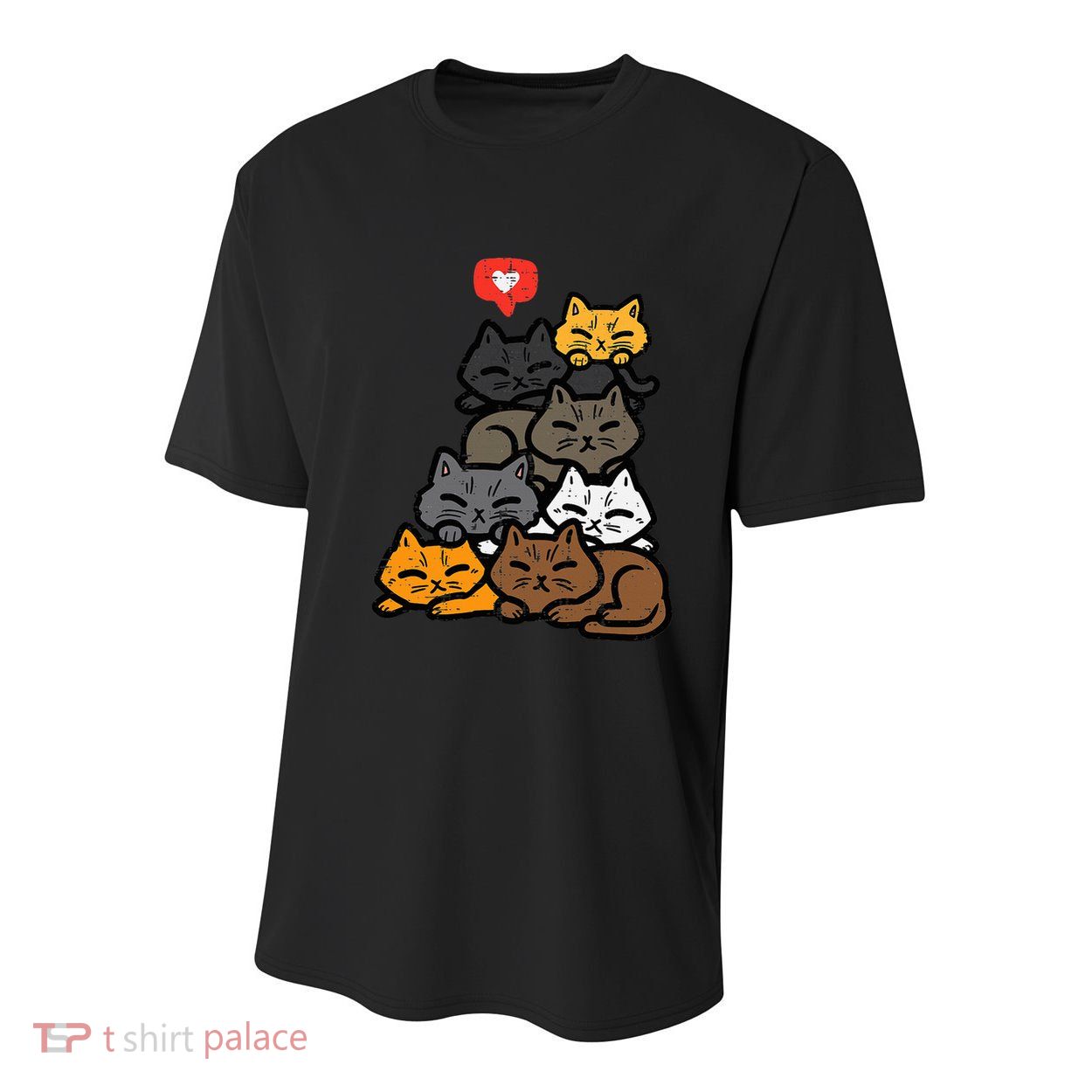 Cat Pile Heart Kawaii Kitten Anime Youth Performance Sprint T-Shirt