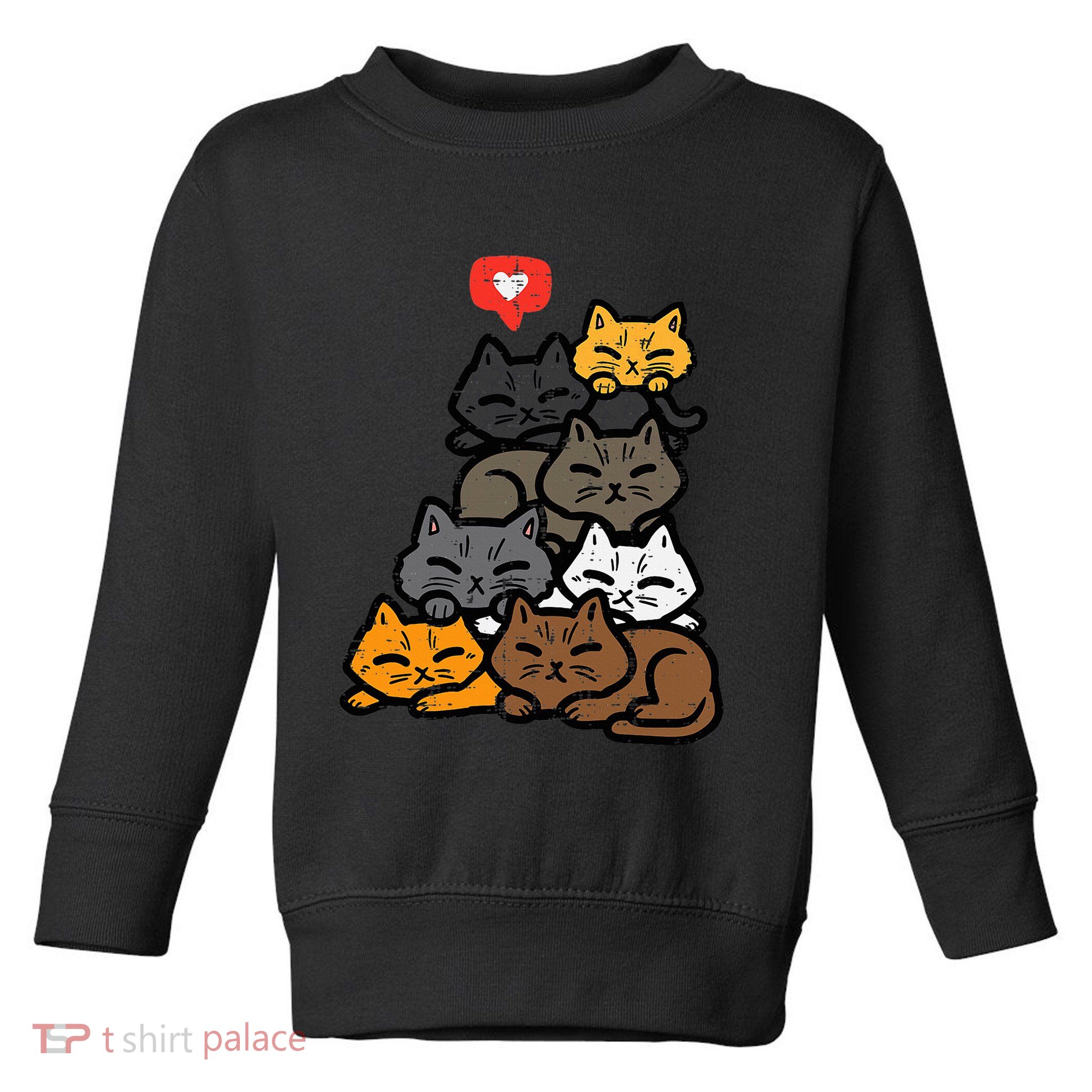 Cat Pile Heart Kawaii Kitten Anime Toddler Sweatshirt