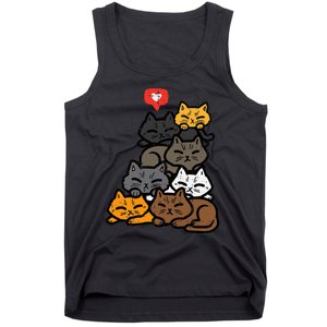 Cat Pile Heart Kawaii Kitten Anime Tank Top