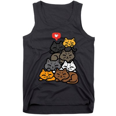 Cat Pile Heart Kawaii Kitten Anime Tank Top