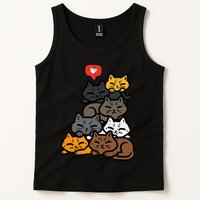 Cat Pile Heart Kawaii Kitten Anime Tank Top