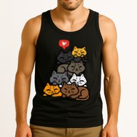 Cat Pile Heart Kawaii Kitten Anime Tank Top