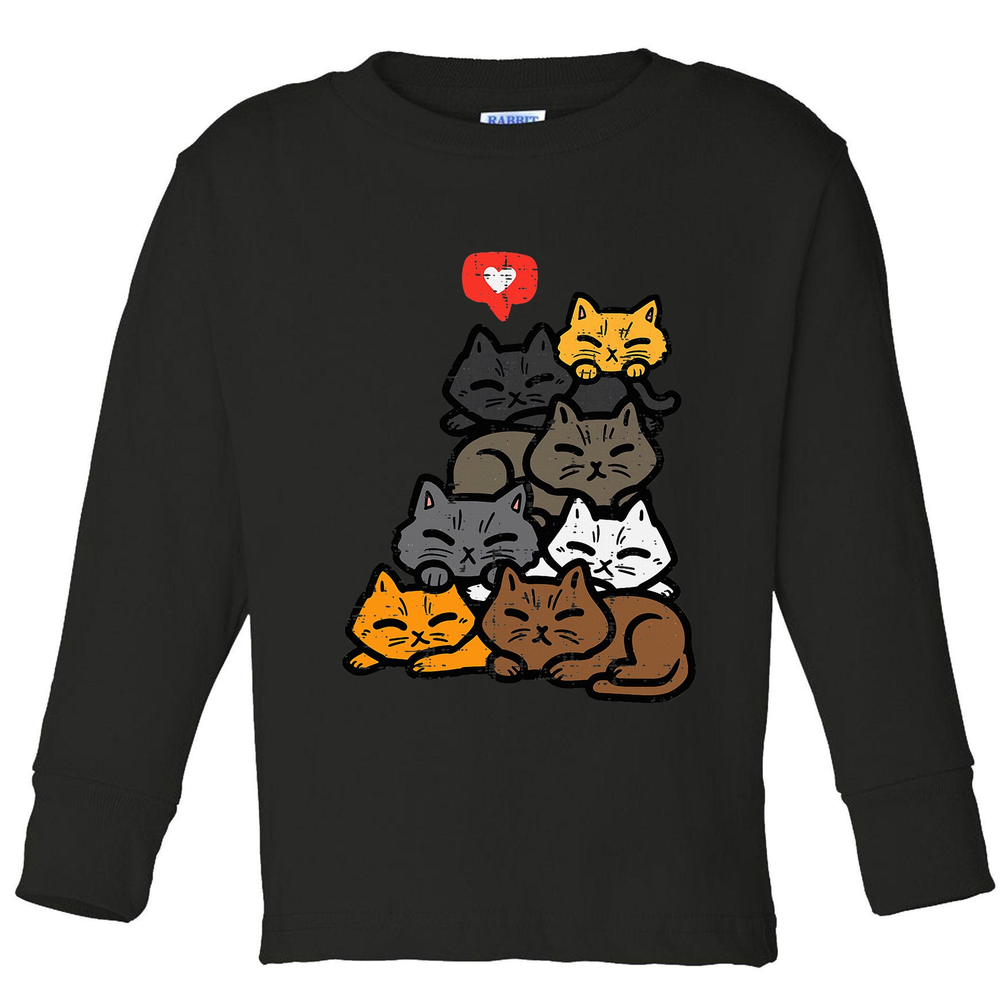 Cat Pile Heart Kawaii Kitten Anime Toddler Long Sleeve Shirt