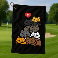 Cat Pile Heart Kawaii Kitten Anime Golf Towel