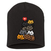 Cat Pile Heart Kawaii Kitten Anime Short Acrylic Beanie