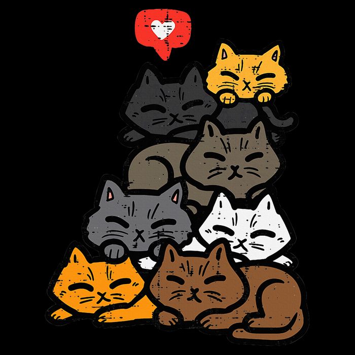 Cat Pile Heart Kawaii Kitten Anime Short Acrylic Beanie