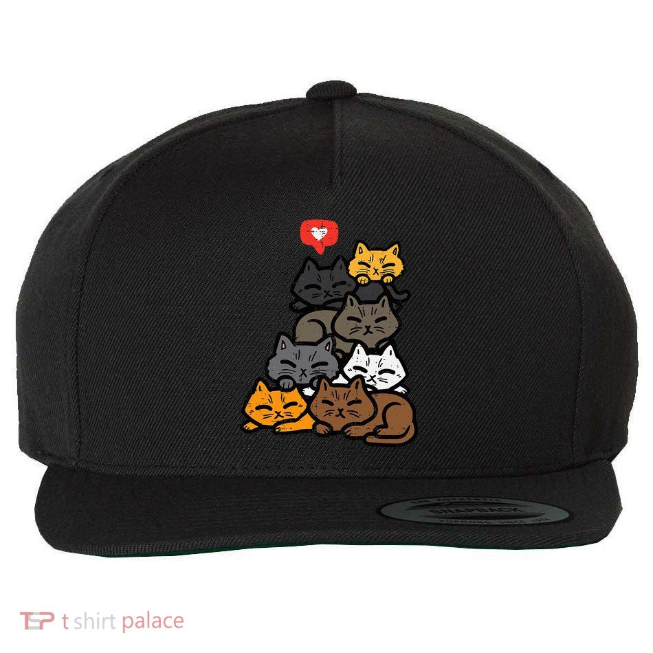 Cat Pile Heart Kawaii Kitten Anime Wool Snapback Cap