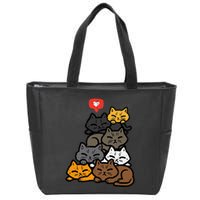 Cat Pile Heart Kawaii Kitten Anime Zip Tote Bag