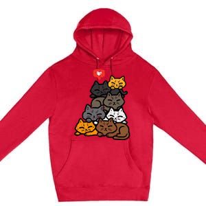 Cat Pile Heart Kawaii Kitten Anime Premium Pullover Hoodie