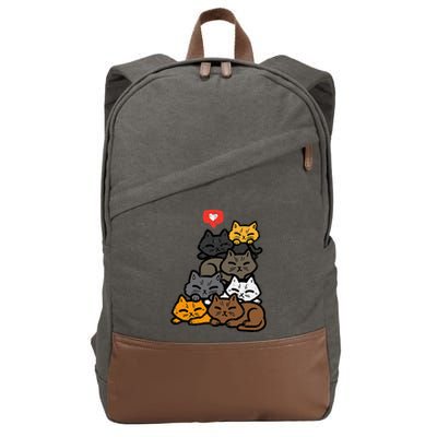 Cat Pile Heart Kawaii Kitten Anime Cotton Canvas Backpack