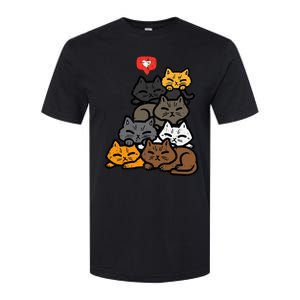 Cat Pile Heart Kawaii Kitten Anime Softstyle CVC T-Shirt