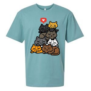 Cat Pile Heart Kawaii Kitten Anime Sueded Cloud Jersey T-Shirt