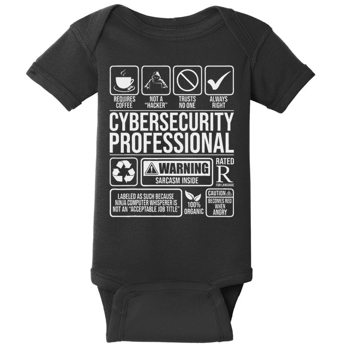 Cybersecurity Professional Hacker Certified Tech Security Baby Bodysuit