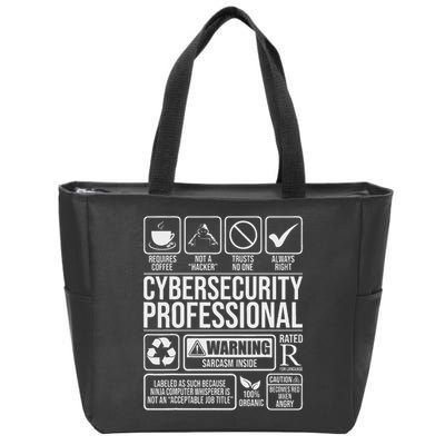 Cybersecurity Professional Hacker Certified Tech Security Zip Tote Bag