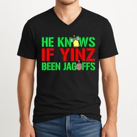Christmas Pittsburghese He Knows If Yinz Been Jagoffs V-Neck T-Shirt