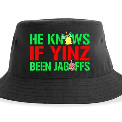 Christmas Pittsburghese He Knows If Yinz Been Jagoffs Sustainable Bucket Hat