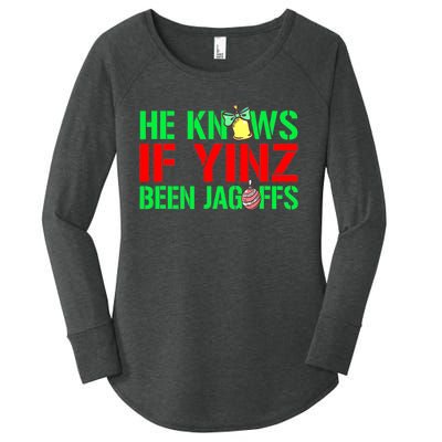 Christmas Pittsburghese He Knows If Yinz Been Jagoffs Women's Perfect Tri Tunic Long Sleeve Shirt