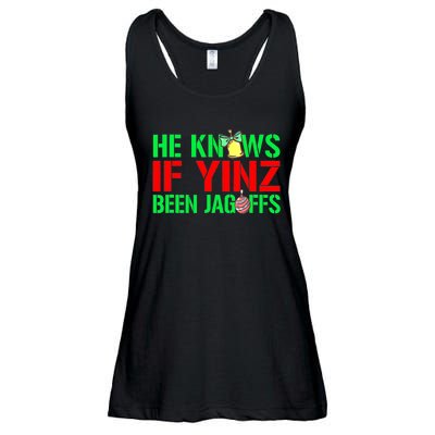 Christmas Pittsburghese He Knows If Yinz Been Jagoffs Ladies Essential Flowy Tank