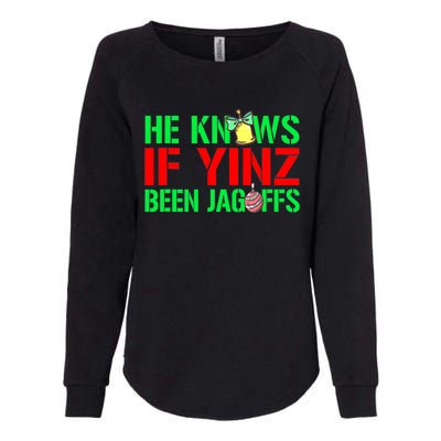 Christmas Pittsburghese He Knows If Yinz Been Jagoffs Womens California Wash Sweatshirt