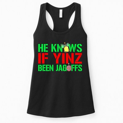 Christmas Pittsburghese He Knows If Yinz Been Jagoffs Womens Tank Top