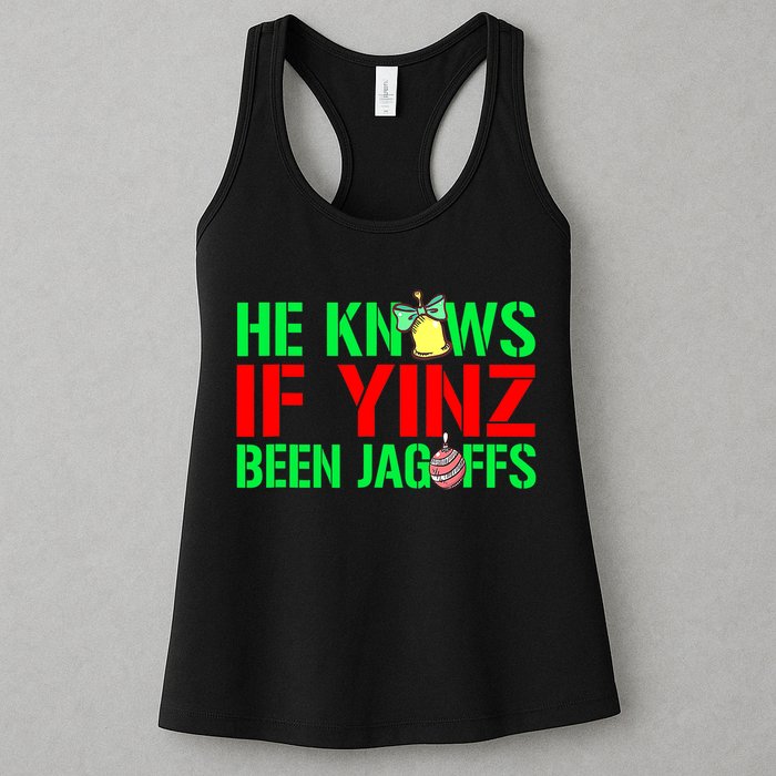 Christmas Pittsburghese He Knows If Yinz Been Jagoffs Womens Tank Top