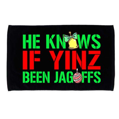Christmas Pittsburghese He Knows If Yinz Been Jagoffs Microfiber Hand Towel