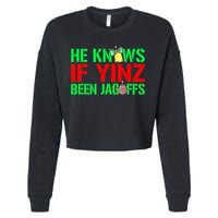 Christmas Pittsburghese He Knows If Yinz Been Jagoffs Cropped Pullover Crew