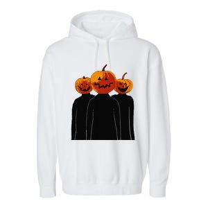 Creepy Pumpkin Heads Spooky Halloween Garment-Dyed Fleece Hoodie