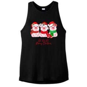 Christmas Pigs Ho Ho Ho Merry Christmas Christmas Farm Ladies PosiCharge Tri-Blend Wicking Tank