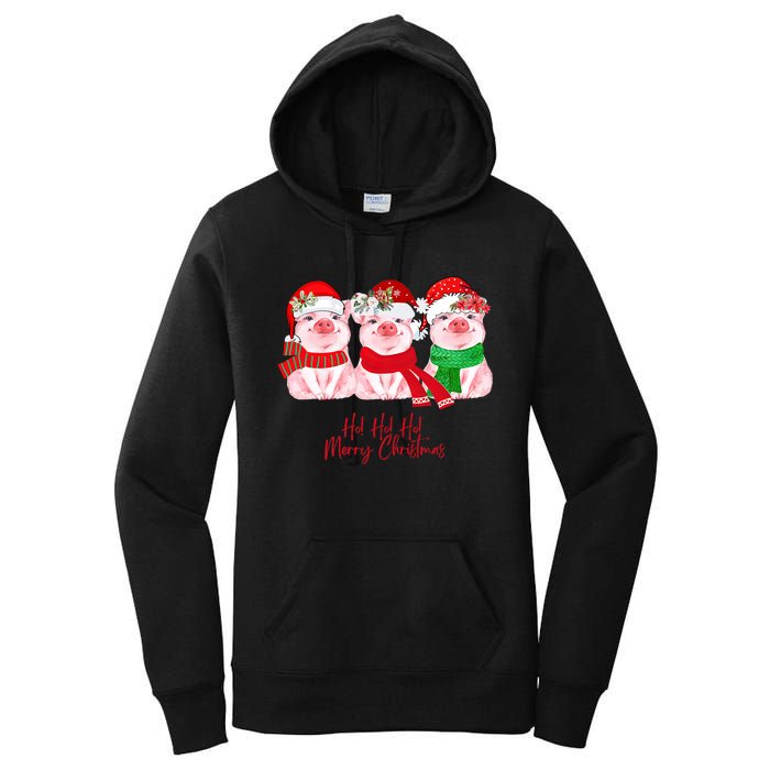 Christmas Pigs Ho Ho Ho Merry Christmas Christmas Farm Women's Pullover Hoodie