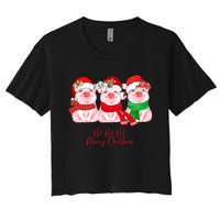 Christmas Pigs Ho Ho Ho Merry Christmas Christmas Farm Women's Crop Top Tee