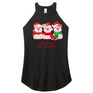 Christmas Pigs Ho Ho Ho Merry Christmas Christmas Farm Women's Perfect Tri Rocker Tank