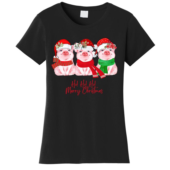 Christmas Pigs Ho Ho Ho Merry Christmas Christmas Farm Women's T-Shirt